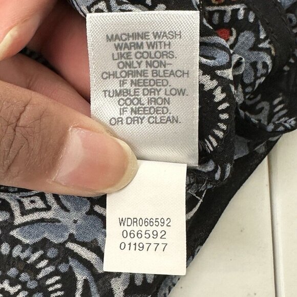 J Jill Sheer Mini Dress Sz Mp Geometric Black 3/4 Sleeve V Neck Cover Up Beachy - Picture 12 of 12